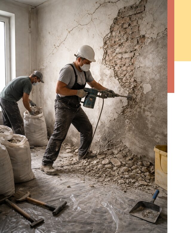 Демонтаж штукатурки со стен в Истре от 7315 руб/м² — быстро и недорого | ОТДЕЛОЧНИК-Ста