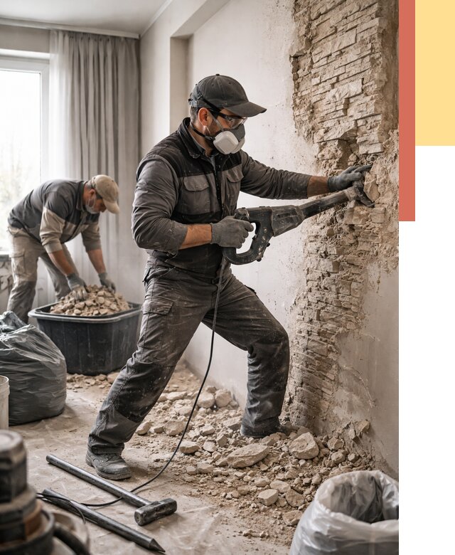 Демонтаж декоративного камня в Истре от 1473 руб/м² — быстро и недорого | ОТДЕЛОЧНИК-Ста