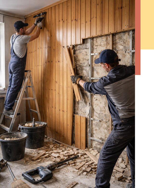 Демонтаж вагонки со стен в Истре от 1473 руб. — снятие, удаление, срочно | ОТДЕЛОЧНИК-Ста