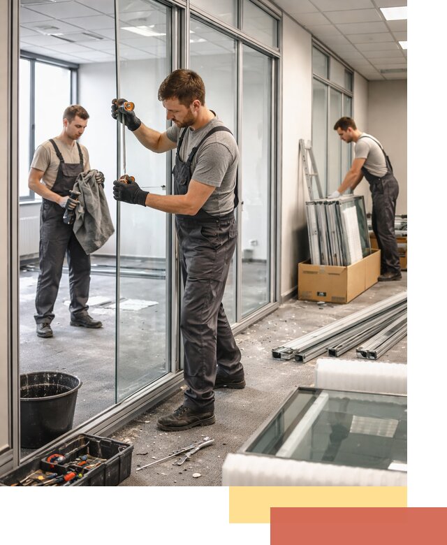 Демонтаж стеклянных перегородок в Истре быстро и безопасно