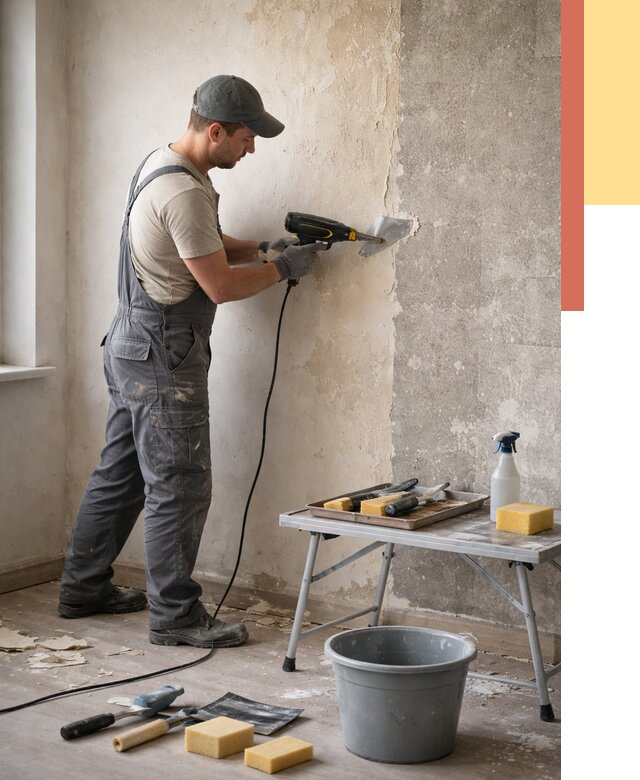 Очистка стен от клея в Истре от 1880 руб. — снятие и удаление клея со стен | ОТДЕЛОЧНИК-Ста