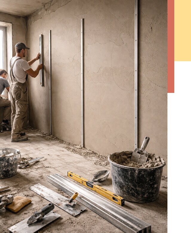 Штукатурка стен по маякам в Истре от 5588 руб./м² — выравнивание под ключ | ОТДЕЛОЧНИК-Ста