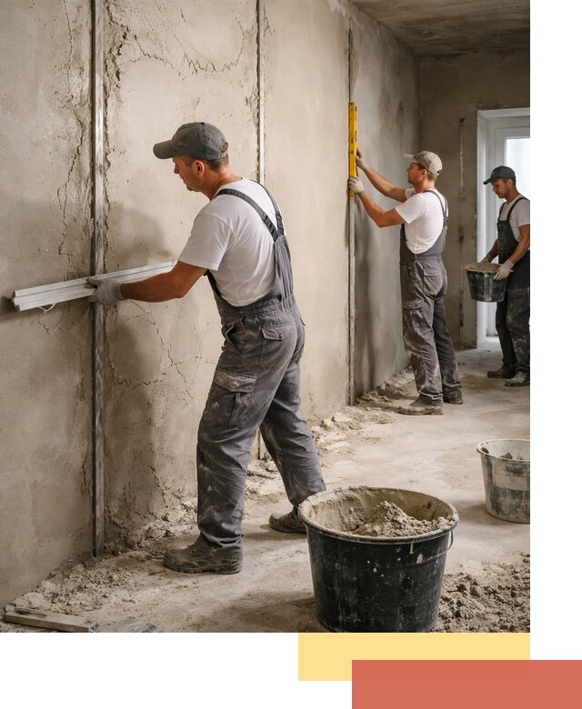 Штукатурка стен по маякам в Истре — точная и ровная поверхность