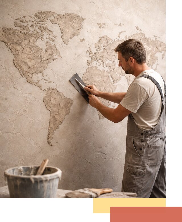 Декоративная штукатурка «Карта мира» под ключ в Истре