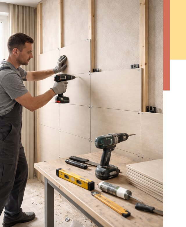 Монтаж МДФ панелей на стены в Истре от 1270 руб. под ключ | ОТДЕЛОЧНИК-Ста