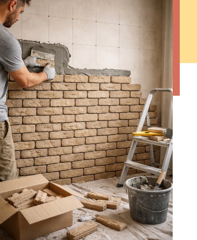 Монтаж декоративного кирпича в Истре от 3251 руб./м² — быстро и недорого | ОТДЕЛОЧНИК-Ста