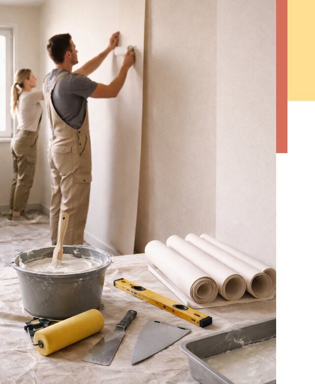 Поклейка бумажных обоев в Истре от 5588 руб./м2 — быстро и недорого | ОТДЕЛОЧНИК-Ста