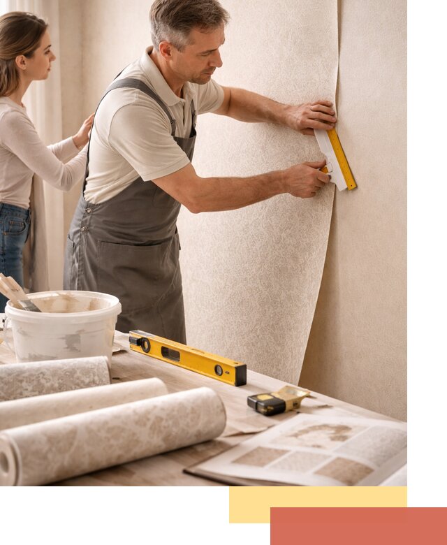 Поклейка обоев с подбором рисунка в Истре