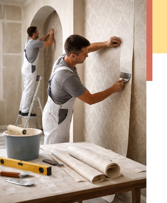 Поклейка обоев на сложные стены в Истре от 2845 руб. под ключ | ОТДЕЛОЧНИК-Ста