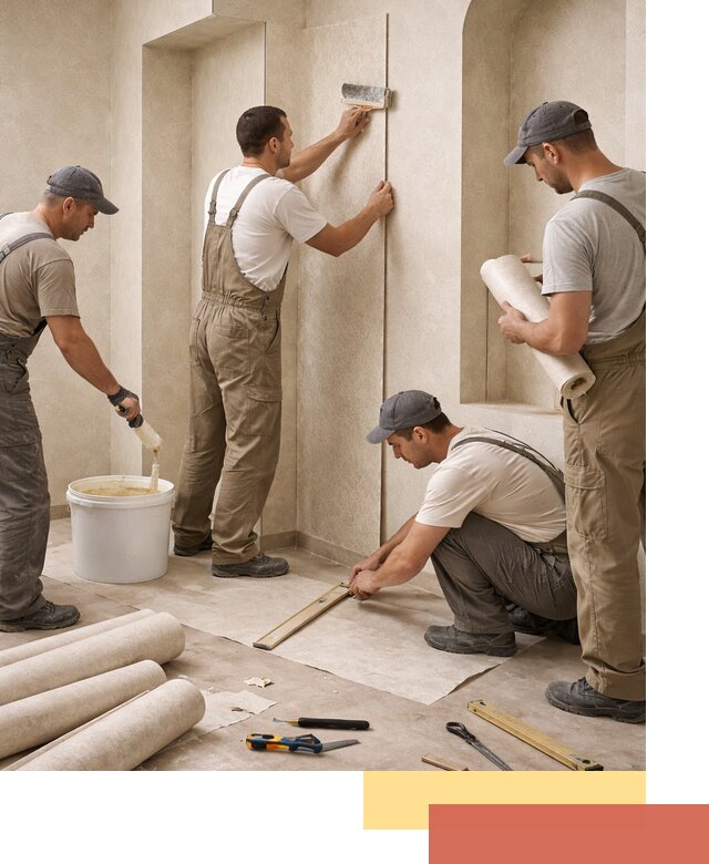 Поклейка обоев на сложные стены и неровные поверхности в Истре