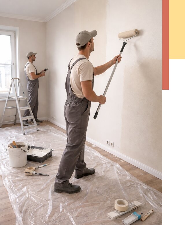 Покраска стен акриловой краской в Истре от 3556 руб./м² — быстро и недорого | ОТДЕЛОЧНИК-Ста