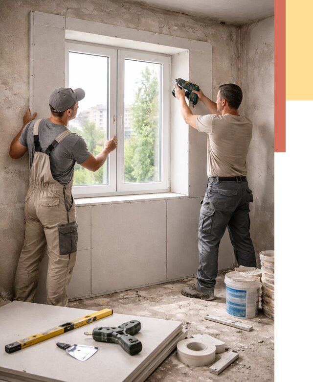 Монтаж откосов из гипсокартона в Истре от 4572 руб. под ключ | ОТДЕЛОЧНИК-Ста