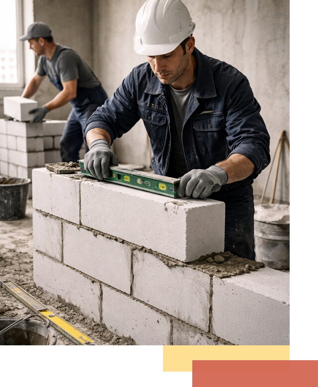 Кладка перегородок из пеноблока под ключ в Истре