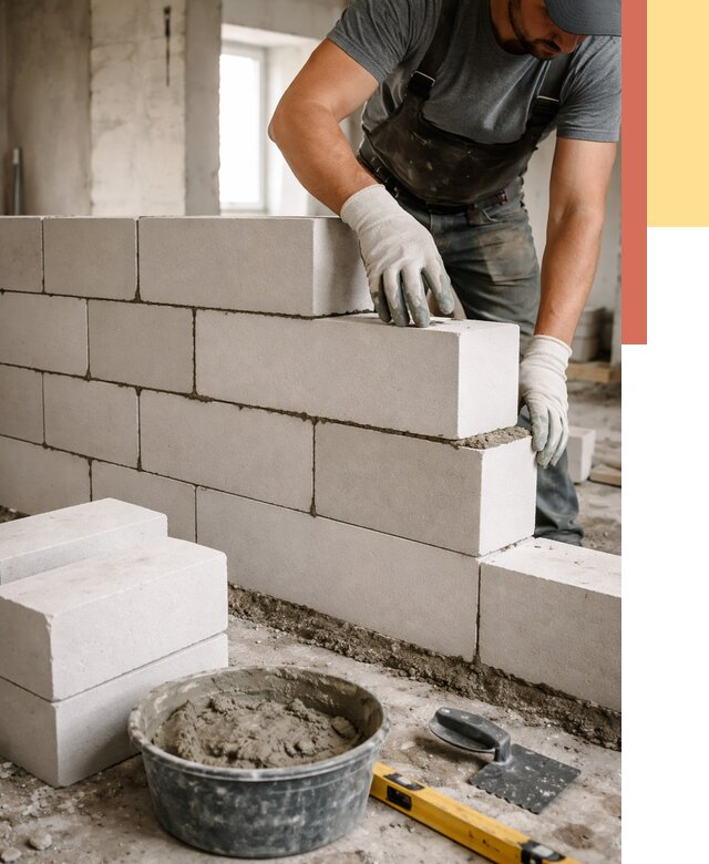 Кладка перегородок из силикатного блока в Истре от 4064 руб. под ключ | ОТДЕЛОЧНИК-Ста