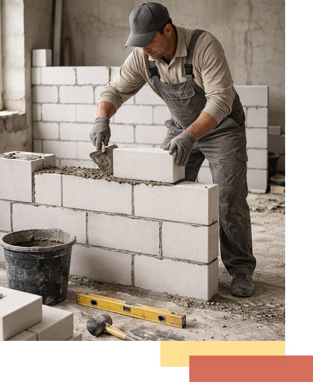 Кладка перегородок из силикатного блока в Истре