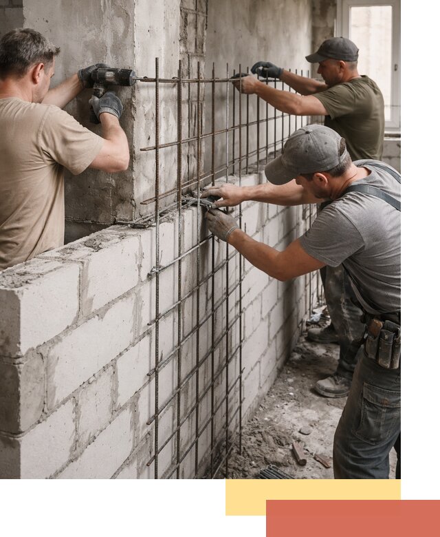 Армирование кладки перегородок в Истре профессионально и надёжно