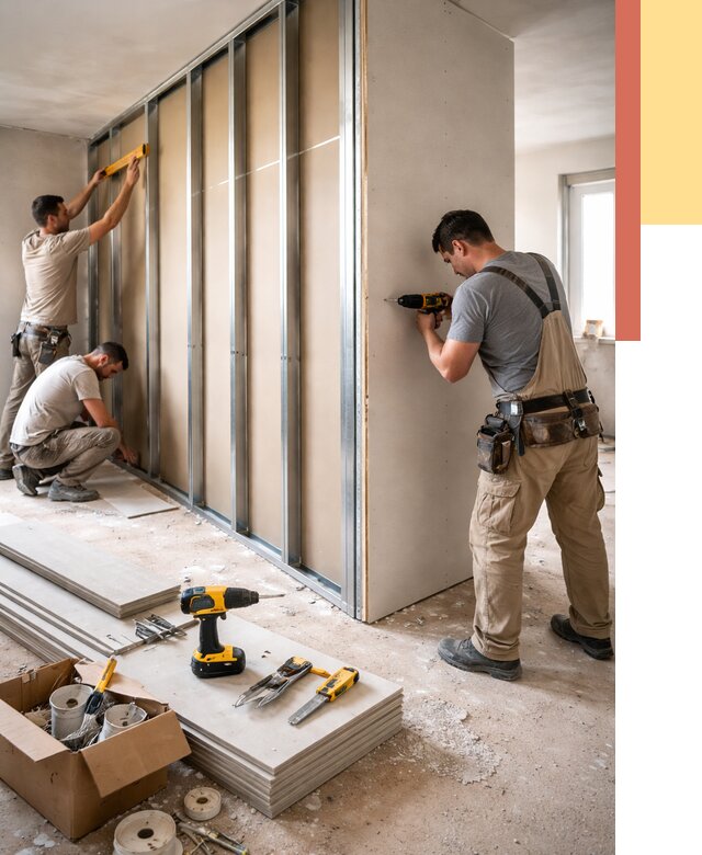 Монтаж однослойной перегородки из гипсокартона в Истре от 660 руб. | ОТДЕЛОЧНИК-Ста