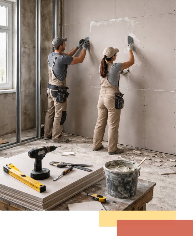 Монтаж двухслойной перегородки из гипсокартона в Истре