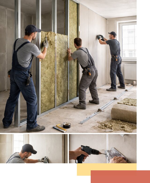 Перегородка из гипсокартона с шумоизоляцией в Истре — монтаж под ключ