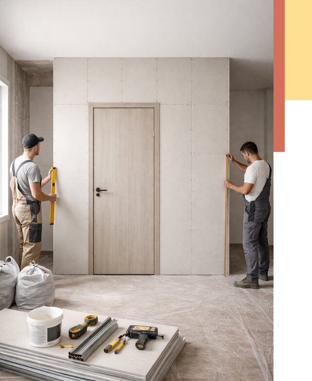 Перегородка из гипсокартона с дверью в Истре от 4572 руб. под ключ | ОТДЕЛОЧНИК-Ста