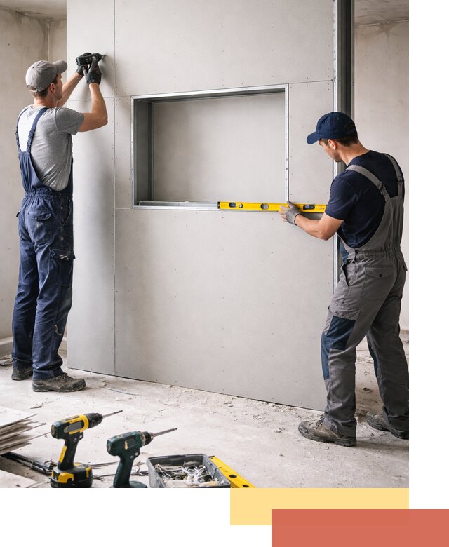 Перегородка из гипсокартона с нишей под декор в Истре