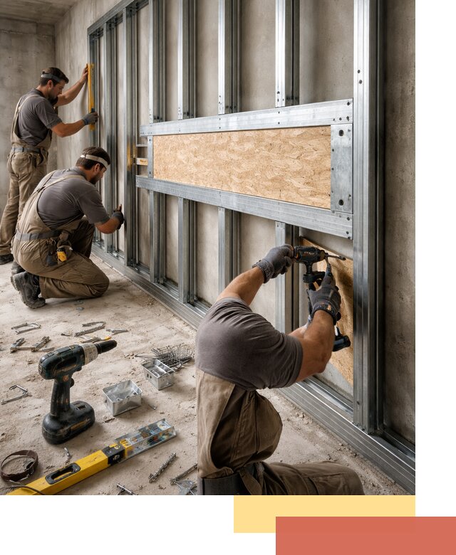 Усиленная перегородка для крепления тяжёлых конструкций в Истре