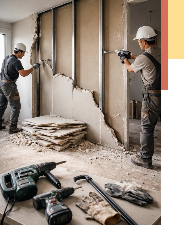 Демонтаж перегородки из гипсокартона в Истре от 1219 руб. быстро и недорого | ОТДЕЛОЧНИК-Ста