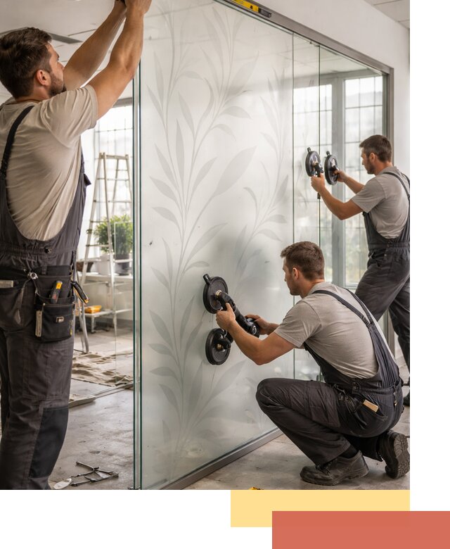 Стеклянные перегородки с рисунком на заказ в Истре