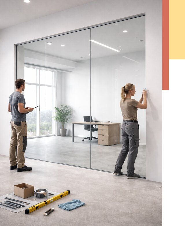 Перегородки из закаленного стекла в Истре от 9652 руб. под ключ | ОТДЕЛОЧНИК-Ста