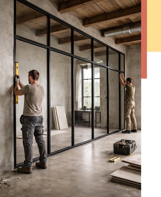 Стеклянные перегородки лофт в Истре от 10668 руб. под ключ | ОТДЕЛОЧНИК-Ста