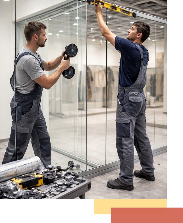 Стеклянные перегородки для магазинов в Истре — монтаж и установка