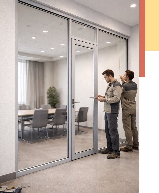 Установка и монтаж алюминиевых перегородок со стеклом в Истре от 8331 руб. | ОТДЕЛОЧНИК-Ста