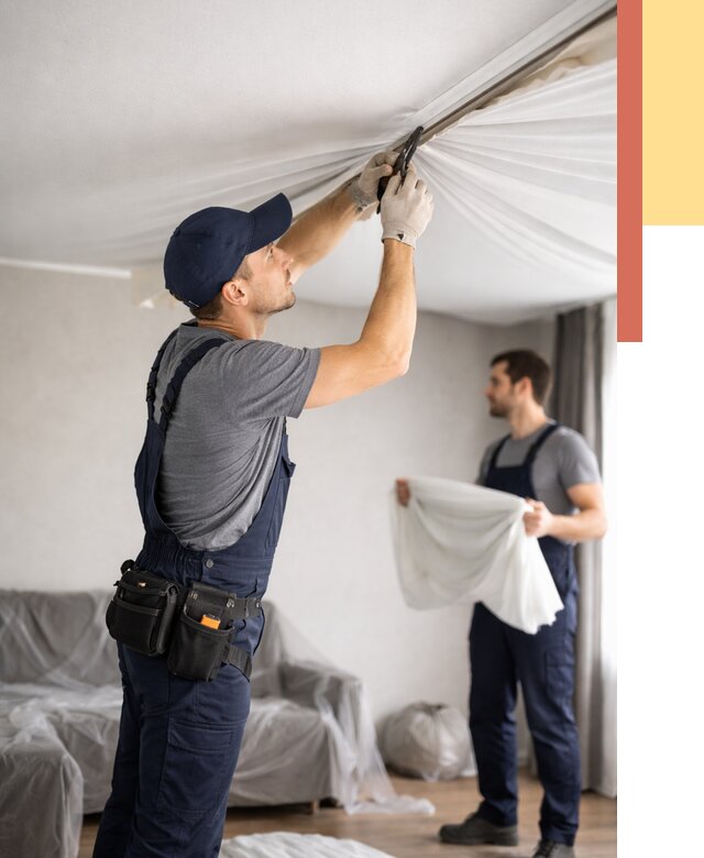 Демонтаж натяжного потолка в Истре от 4572 руб. — снятие и разбор под ключ | ОТДЕЛОЧНИК-Ста