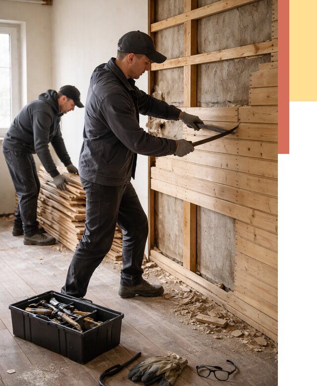 Демонтаж вагонки в Истре от 3861 руб/м2 — быстро и недорого | ОТДЕЛОЧНИК-Ста