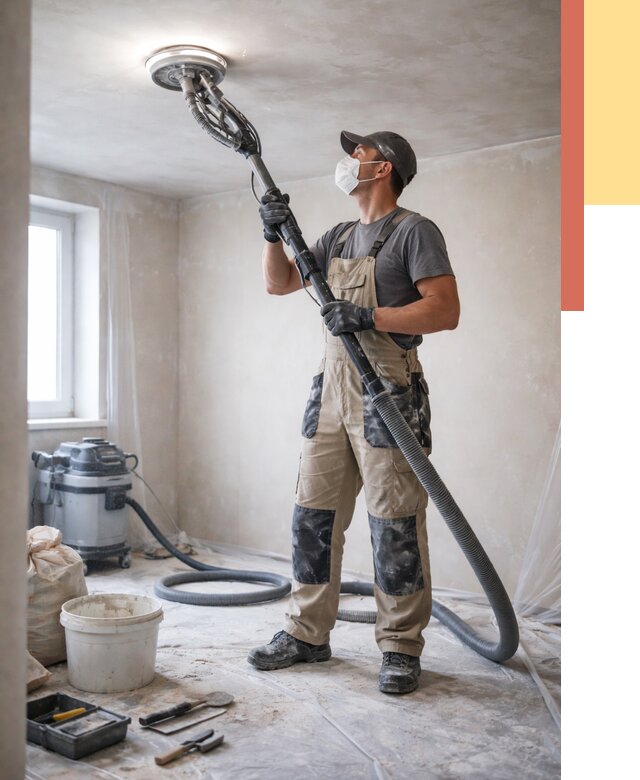 Шлифовка потолка в Истре от 3556 руб. — услуги шлифования потолка | ОТДЕЛОЧНИК-Ста