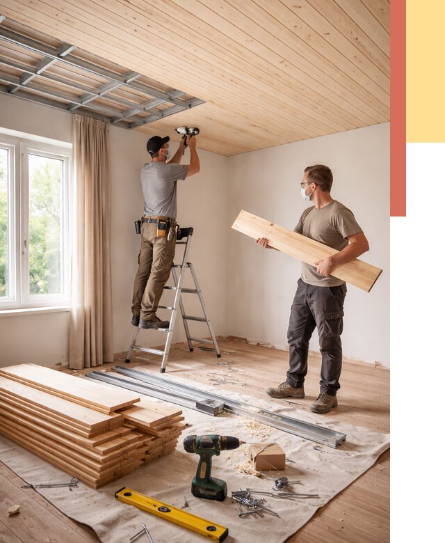 Монтаж потолка из вагонки в Истре от 6604 руб. | Быстро и недорого — ОТДЕЛОЧНИК-Ста