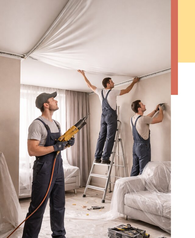 Установка натяжного потолка в Истре от 4572 руб. | Быстро и недорого — ОТДЕЛОЧНИК-Ста