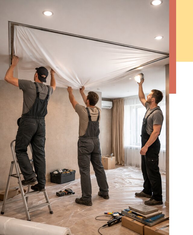 Монтаж ПВХ натяжного потолка в Истре от 3556 руб. под ключ | ОТДЕЛОЧНИК-Ста