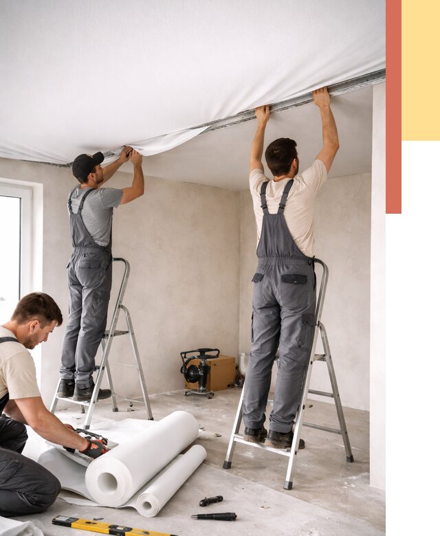 Монтаж тканевого натяжного потолка в Истре от 3556 руб. под ключ | ОТДЕЛОЧНИК-Ста