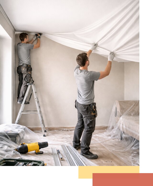 Монтаж тканевого натяжного потолка в Истре недорого и быстро