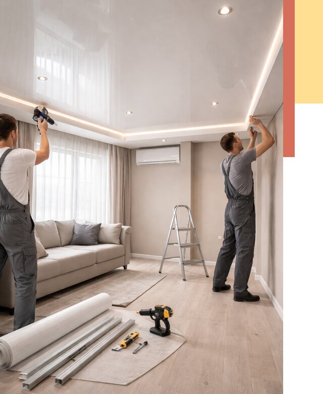 Монтаж глянцевого натяжного потолка в Истре от 762 руб. под ключ | ОТДЕЛОЧНИК-Ста