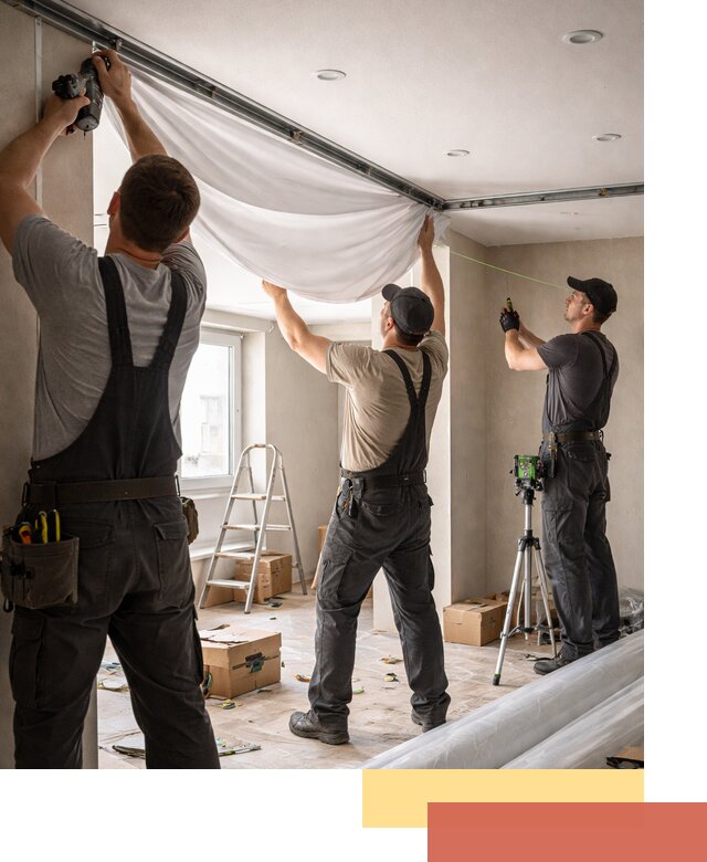 Монтаж парящего натяжного потолка под ключ в Истре