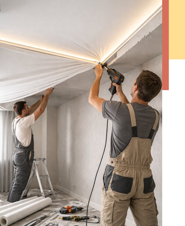 Монтаж натяжного потолка с подсветкой в Истре от 965 руб. | ОТДЕЛОЧНИК-Ста