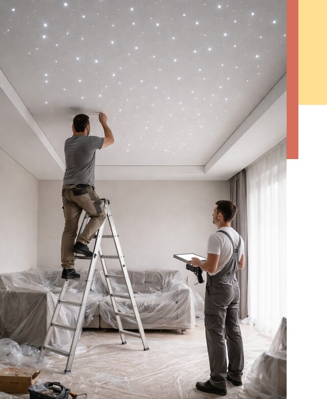 Монтаж натяжного потолка «звездное небо» в Истре от 6604 руб. | ОТДЕЛОЧНИК-Ста