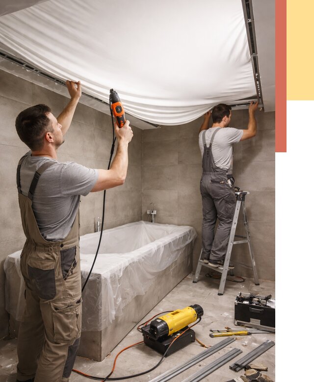 Монтаж натяжного потолка в ванной в Истре от 1219 руб. под ключ | ОТДЕЛОЧНИК-Ста