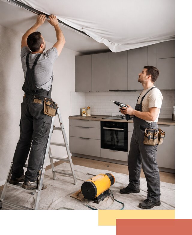 Монтаж натяжного потолка на кухне в Истре