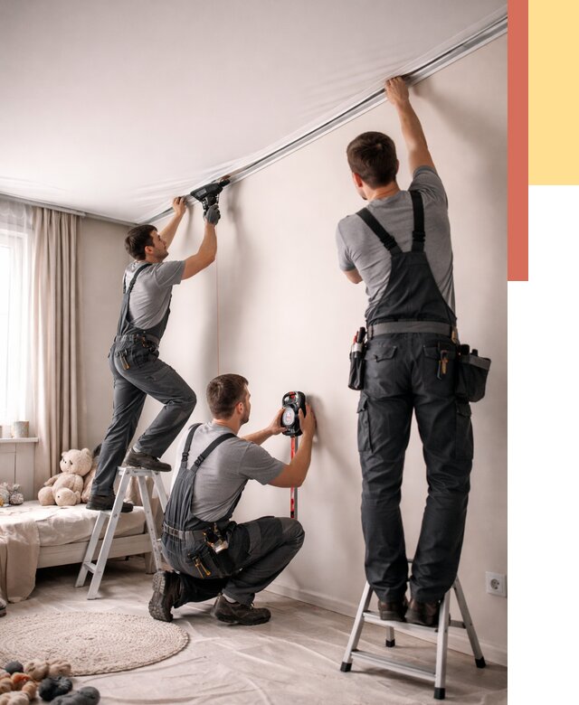 Монтаж натяжного потолка в детской в Истре от 3556 руб. — быстро и недорого | ОТДЕЛОЧНИК-Ста