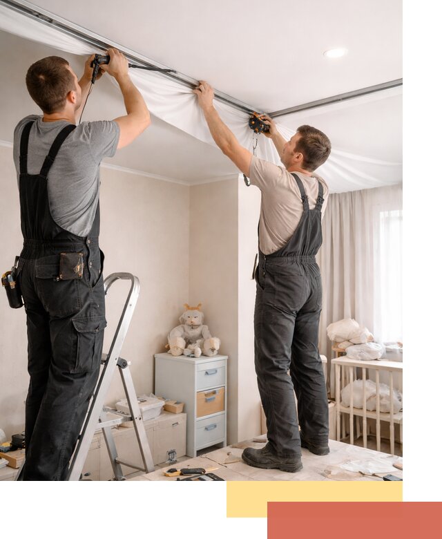 Монтаж натяжного потолка в детской комнате в Истре