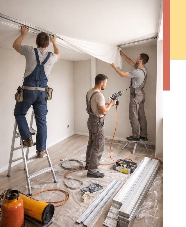 Монтаж натяжного потолка в студии в Истре от 5588 руб. — быстро и недорого | ОТДЕЛОЧНИК-Ста