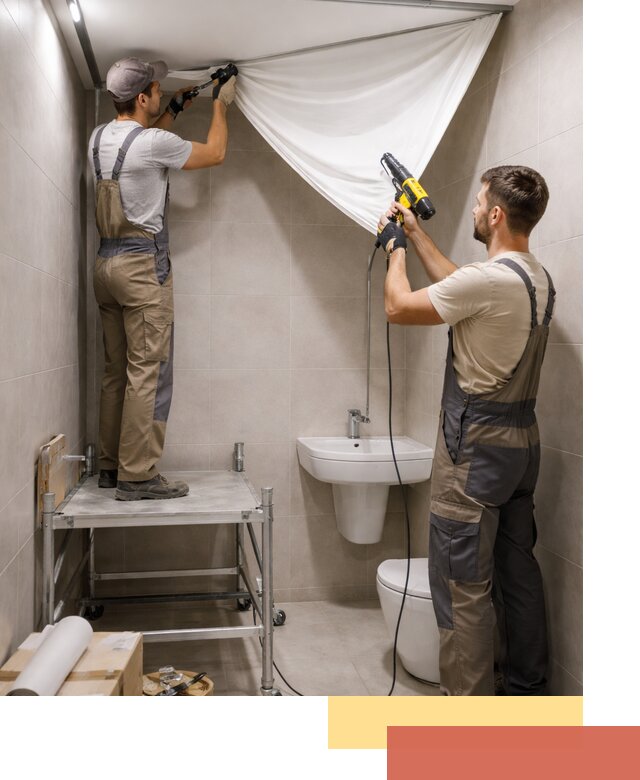 Монтаж натяжного потолка в санузле в Истре